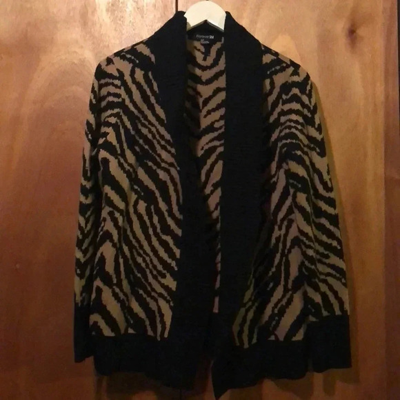 𝅺forever 21 Brown and black zebra cardigan - Picture 1 of 4